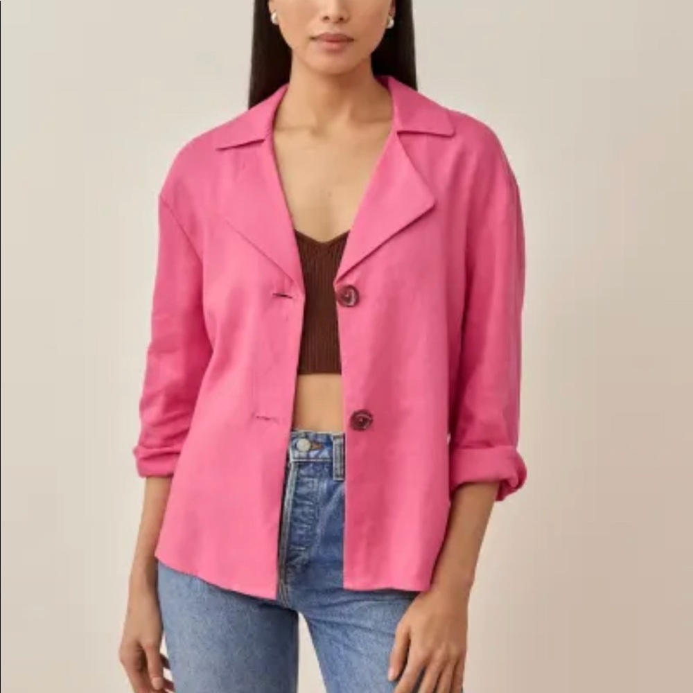 Reformation Alonso Linen Top in Snapdragon (Sz 0)